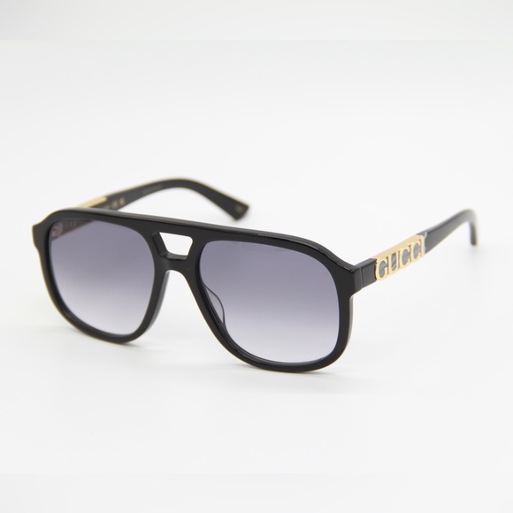 NEW GUCCI GG1188S 002 BLACK UNISEX AVIATOR SUNGLASSES GUCCI GG 1188S 002 - Picture 2 of 15